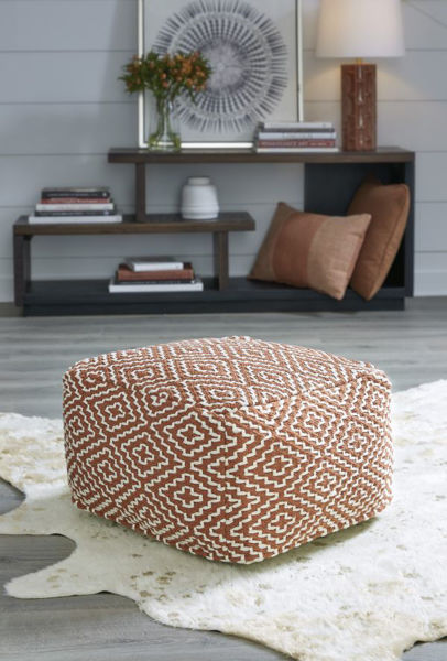 Picture of Brynnsen - Rust & Ivory Pouf