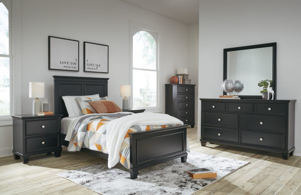 Picture of Lanolee - Black Twin Panel Bed